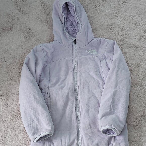 The North Face Girls Reversible Hooded Jacket Size M 10 Lilac - Picture 1 of 7